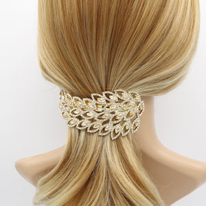 VeryShine Hair Accessories Gold peacock rhinestone embellished hair barrette for women