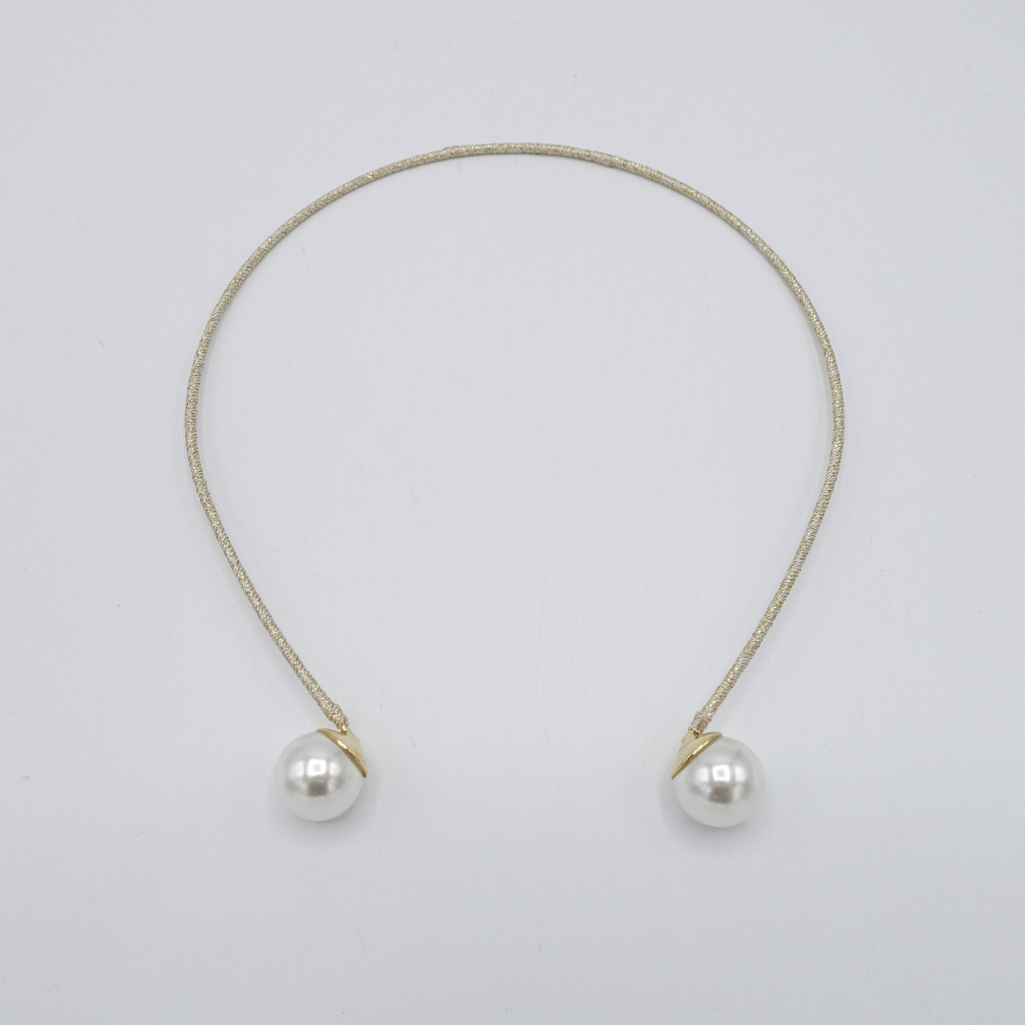 VeryShine Hair Accessories Gold pearl ends thin metal headband