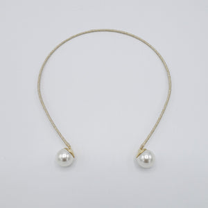 VeryShine Hair Accessories Gold pearl ends thin metal headband