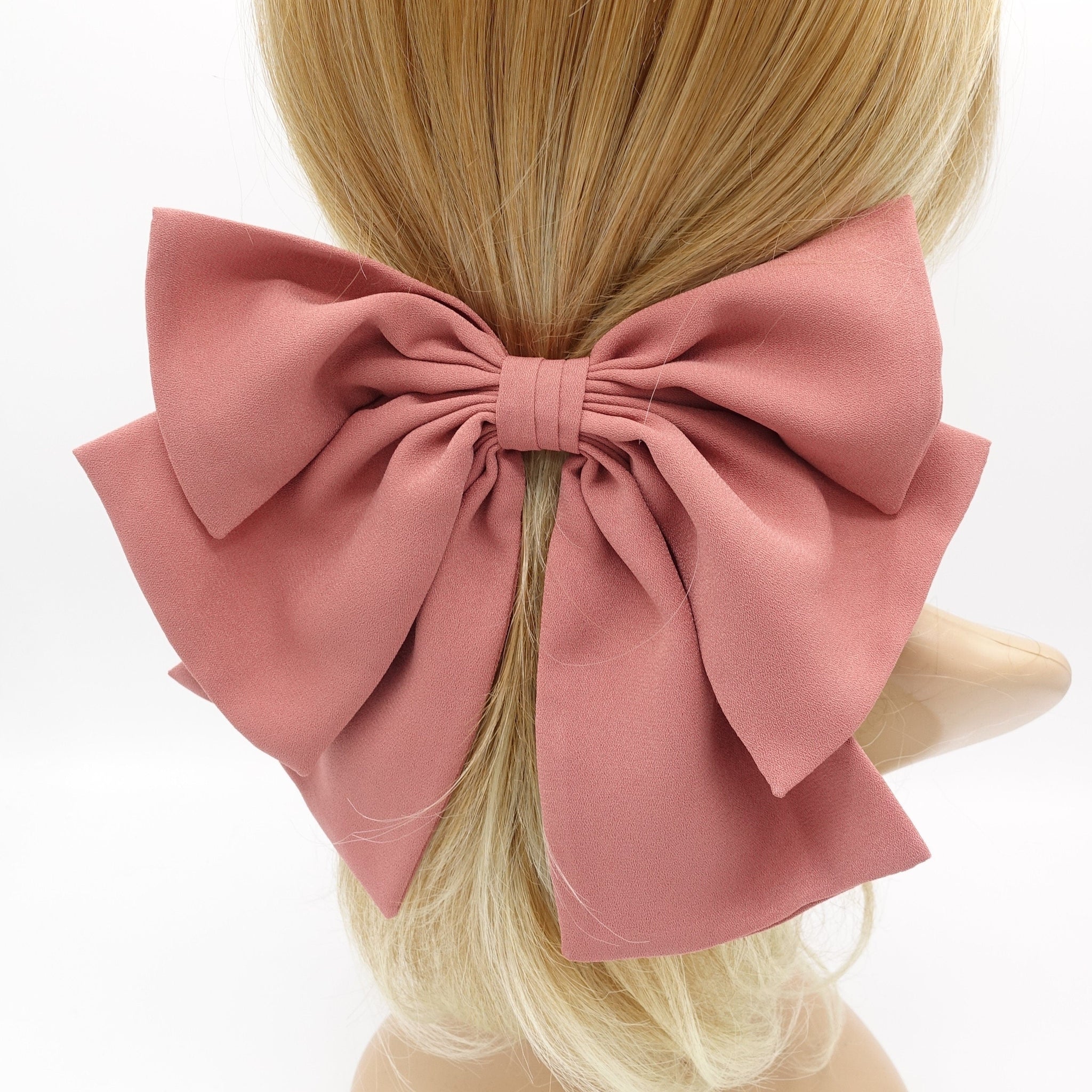 VeryShine Hair Accessories Mauve pink triple wing hair bow