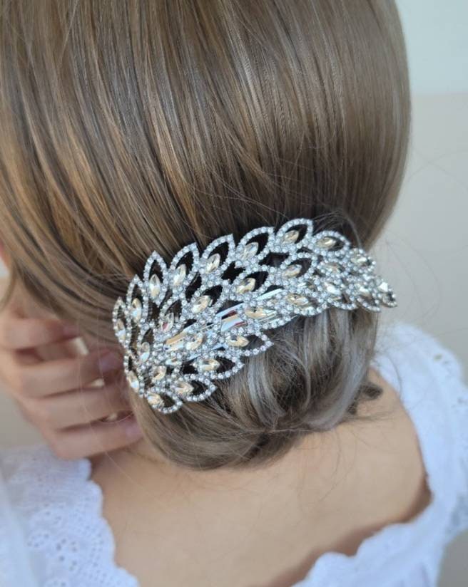 VeryShine Hair Accessories peacock rhinestone embellished hair barrette for women