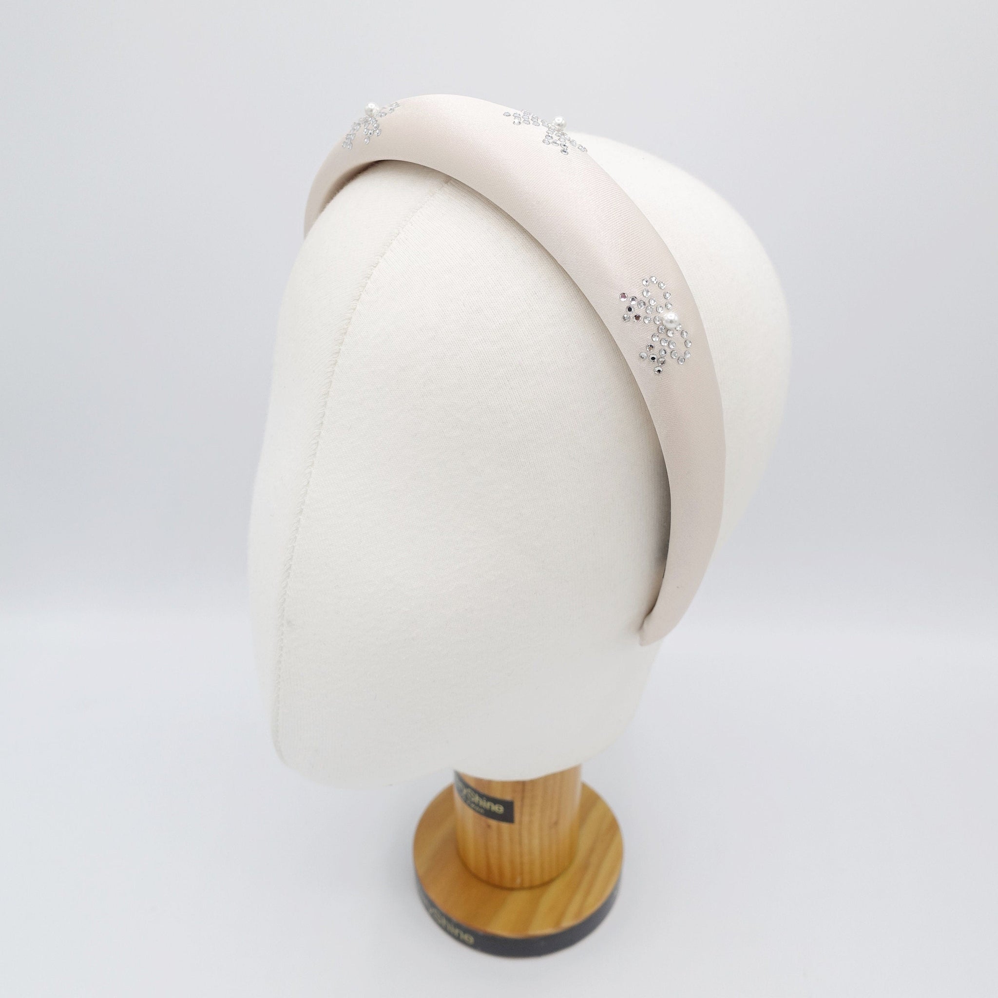 Women's pearl hotfix hairband with bling ribbon