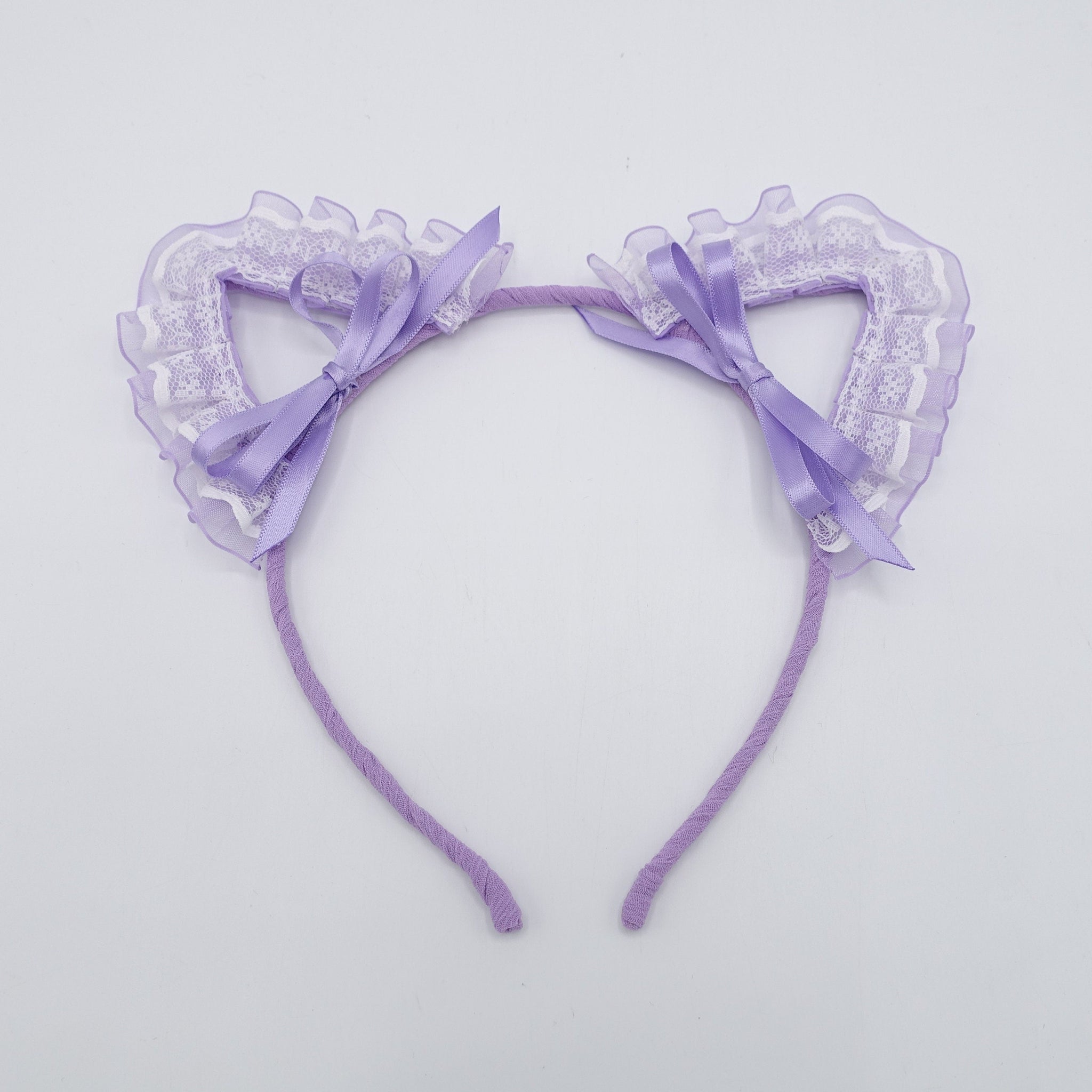 VeryShine Hair Accessories Purple cat ear headband organza lace wrap event headband