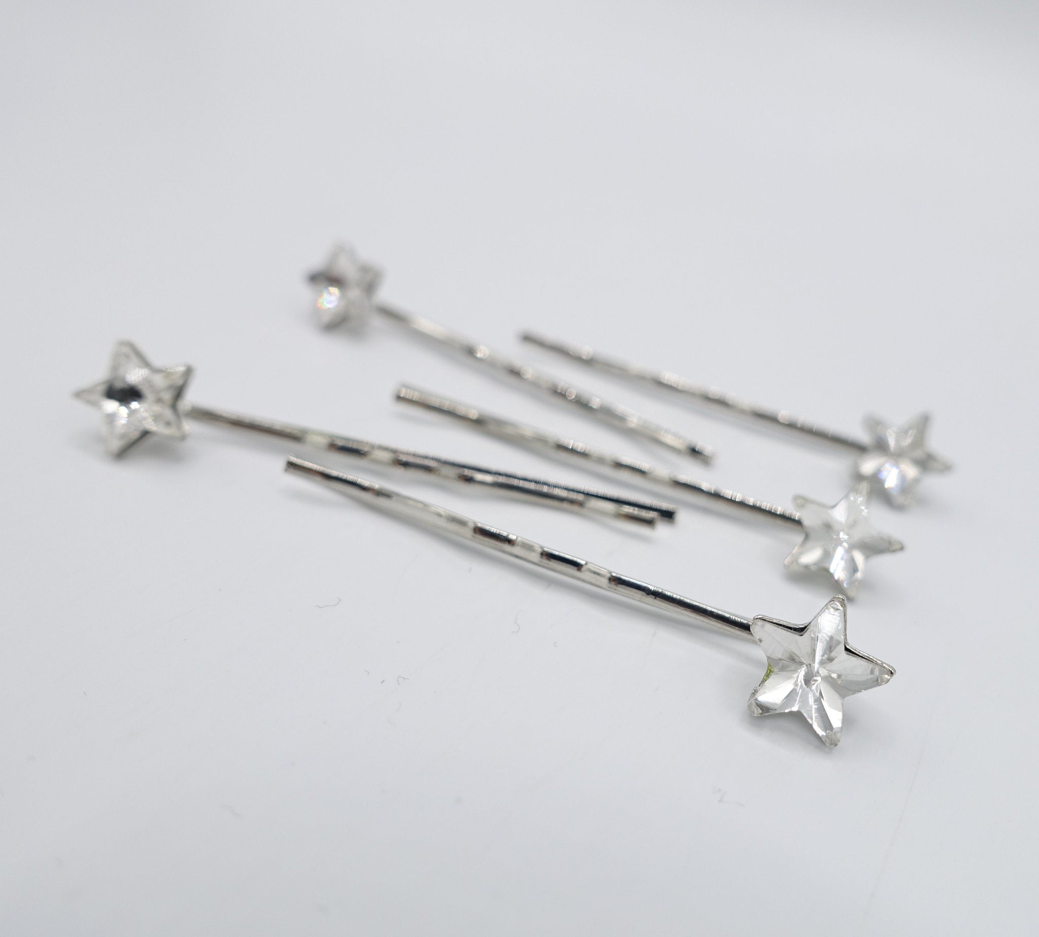VeryShine Hair Accessories Silver glass star bobby pin set