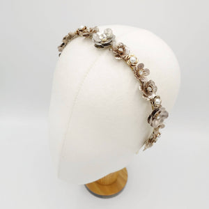 VeryShine Hair Accessories thin bridal headband metal pearl flower hairband for women
