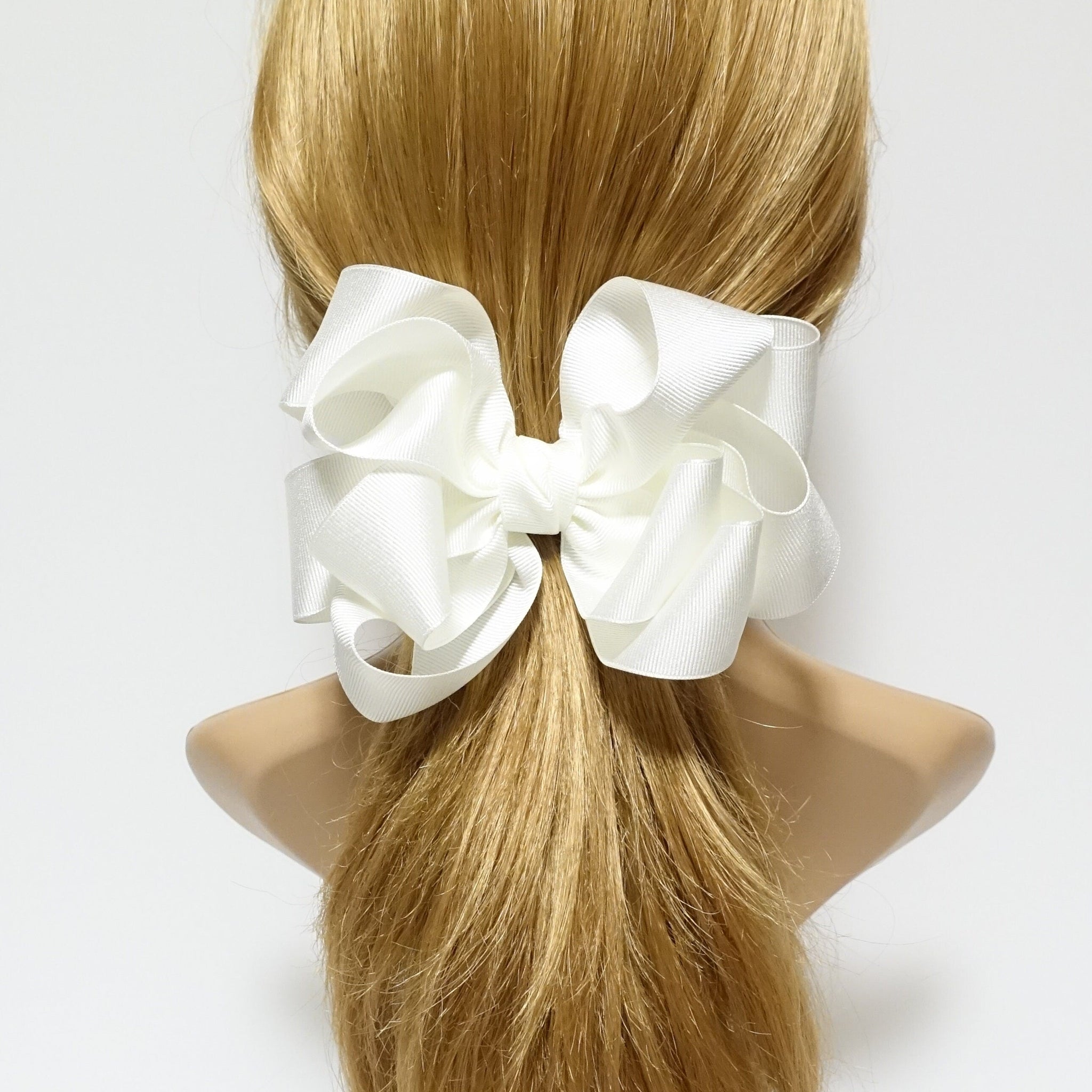 VeryShine Hair Accessories White grosgrain 10 wing hair bow barrette flower bow hair accessory for women
