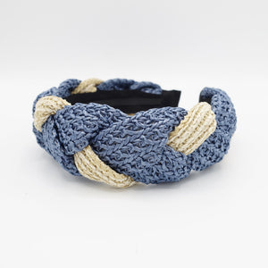 VeryShine hairband/headband Blue two tone straw braided headband