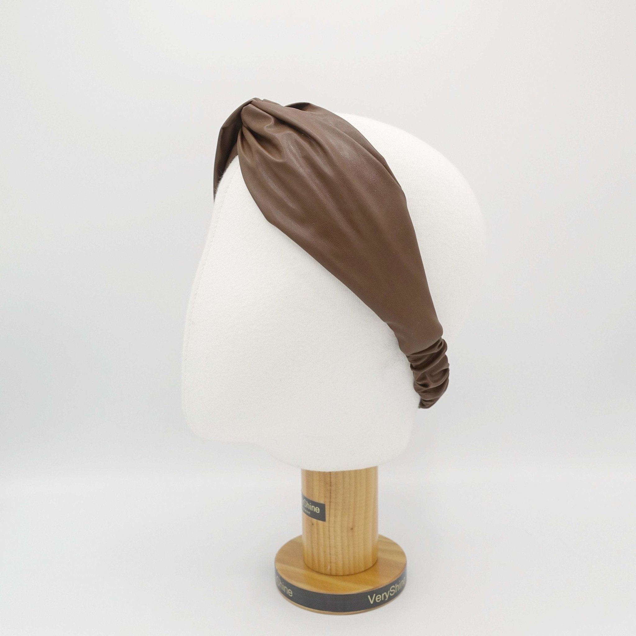 VeryShine hairband/headband Brown basic leather elastic turban headband