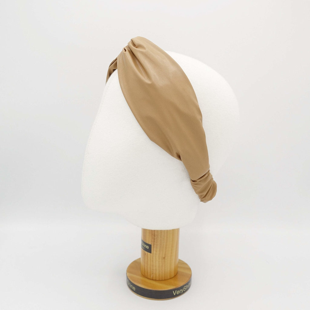 VeryShine hairband/headband Camel basic leather elastic turban headband