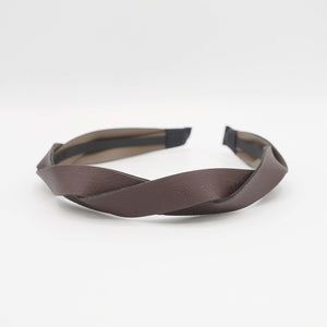 VeryShine hairband/headband Dark brown leather cross headband twist hairband casual hair accessory for women