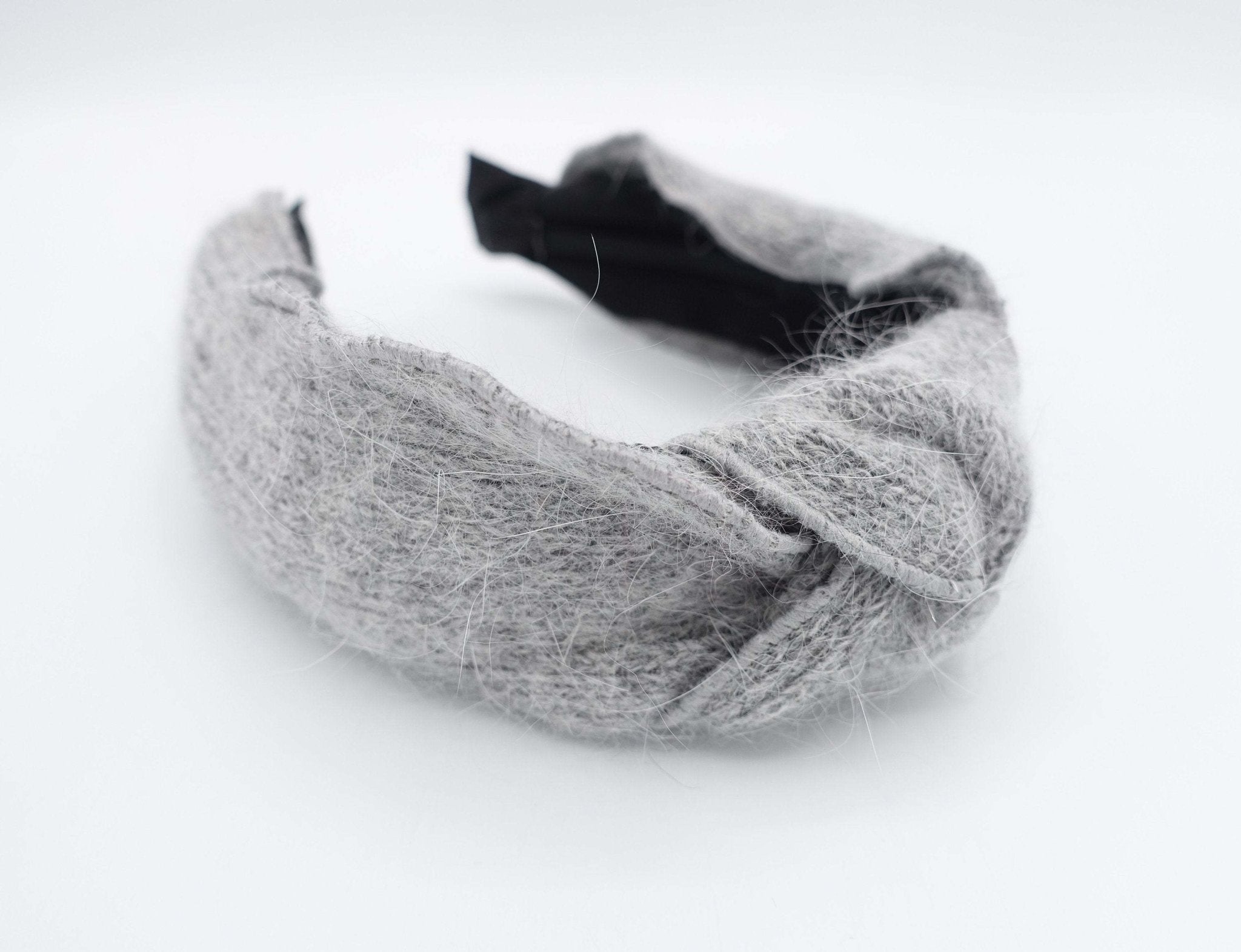 VeryShine hairband/headband Gray angora top knot headband winter hair accessory for women