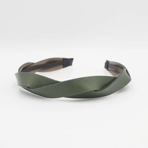 VeryShine hairband/headband Green leather cross headband twist hairband casual hair accessory for women