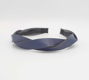 VeryShine hairband/headband Navy leather cross headband twist hairband casual hair accessory for women