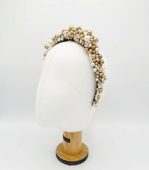 VeryShine hairband/headband Pearl castle headband pearl beaded crown embellished hairband for women