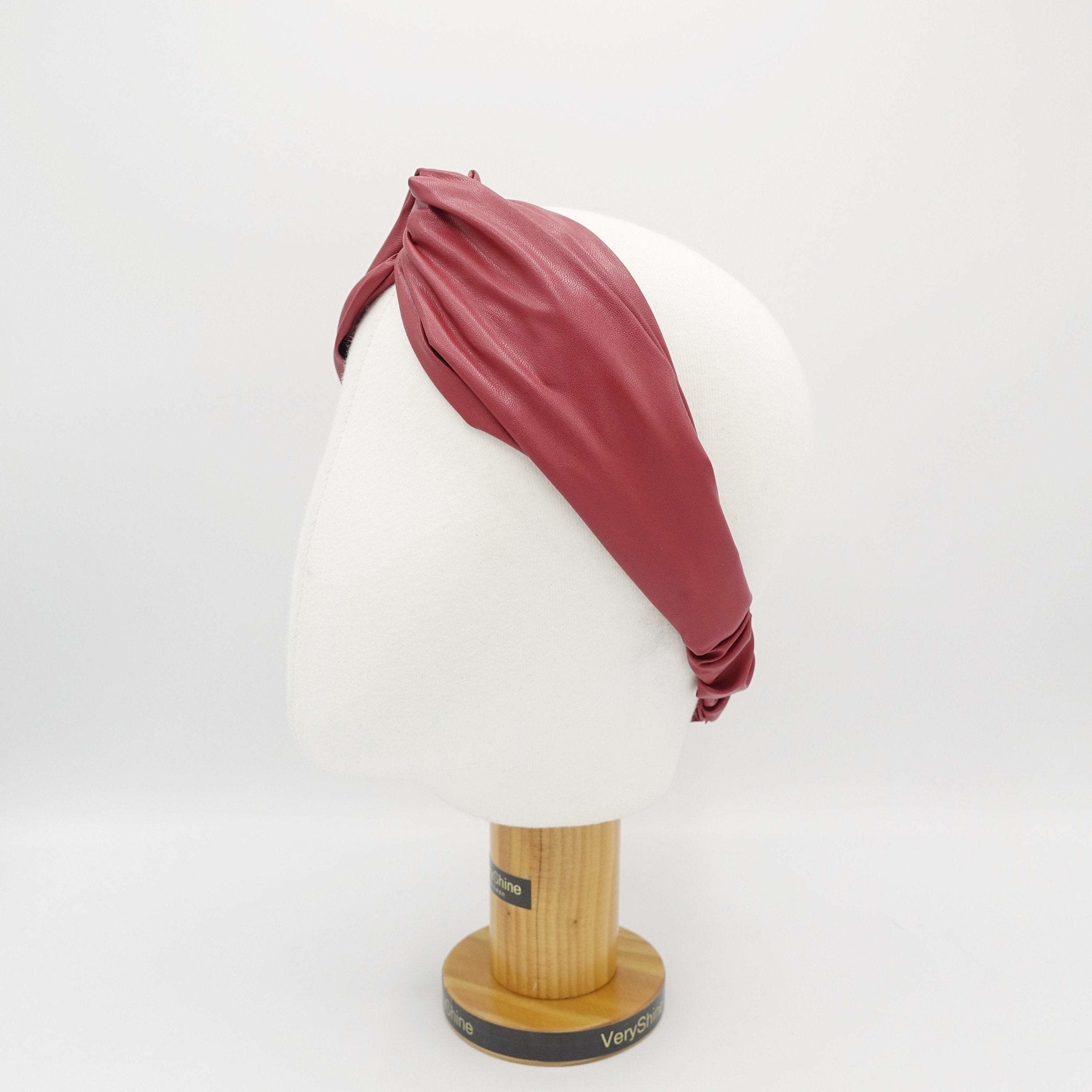 VeryShine hairband/headband Red wine basic leather elastic turban headband