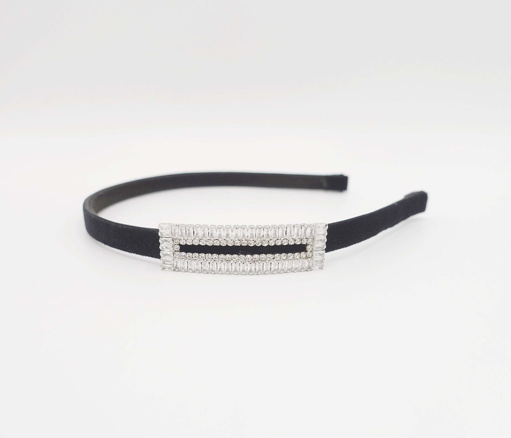 VeryShine hairband/headband silver cubic zircornia plate embellished velvet headband simple bling hairband luxury women hair accessory