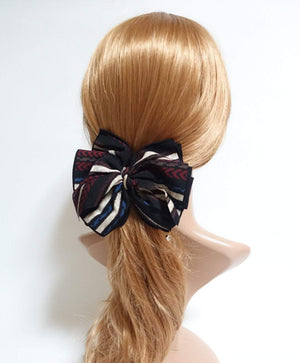 VeryShine Handmade Arrow Stripe Printed Big Bow French Hair Barrette Fall Winter Hair Accessories