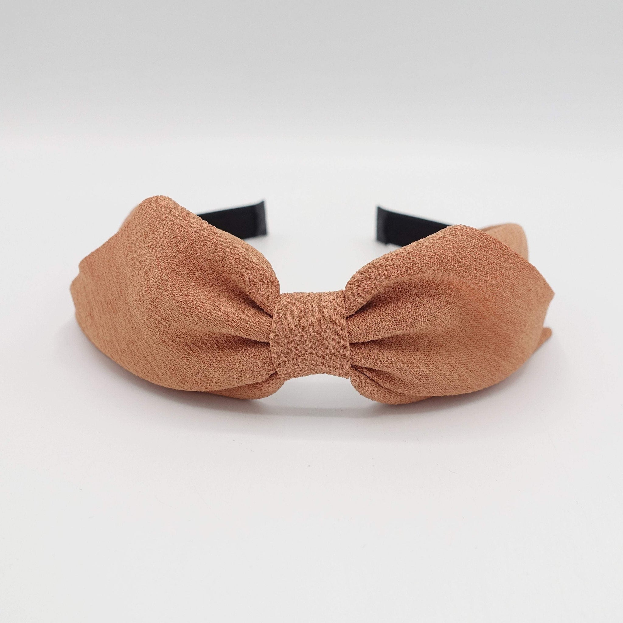VeryShine Headband Apricot folded hair bow headband for women