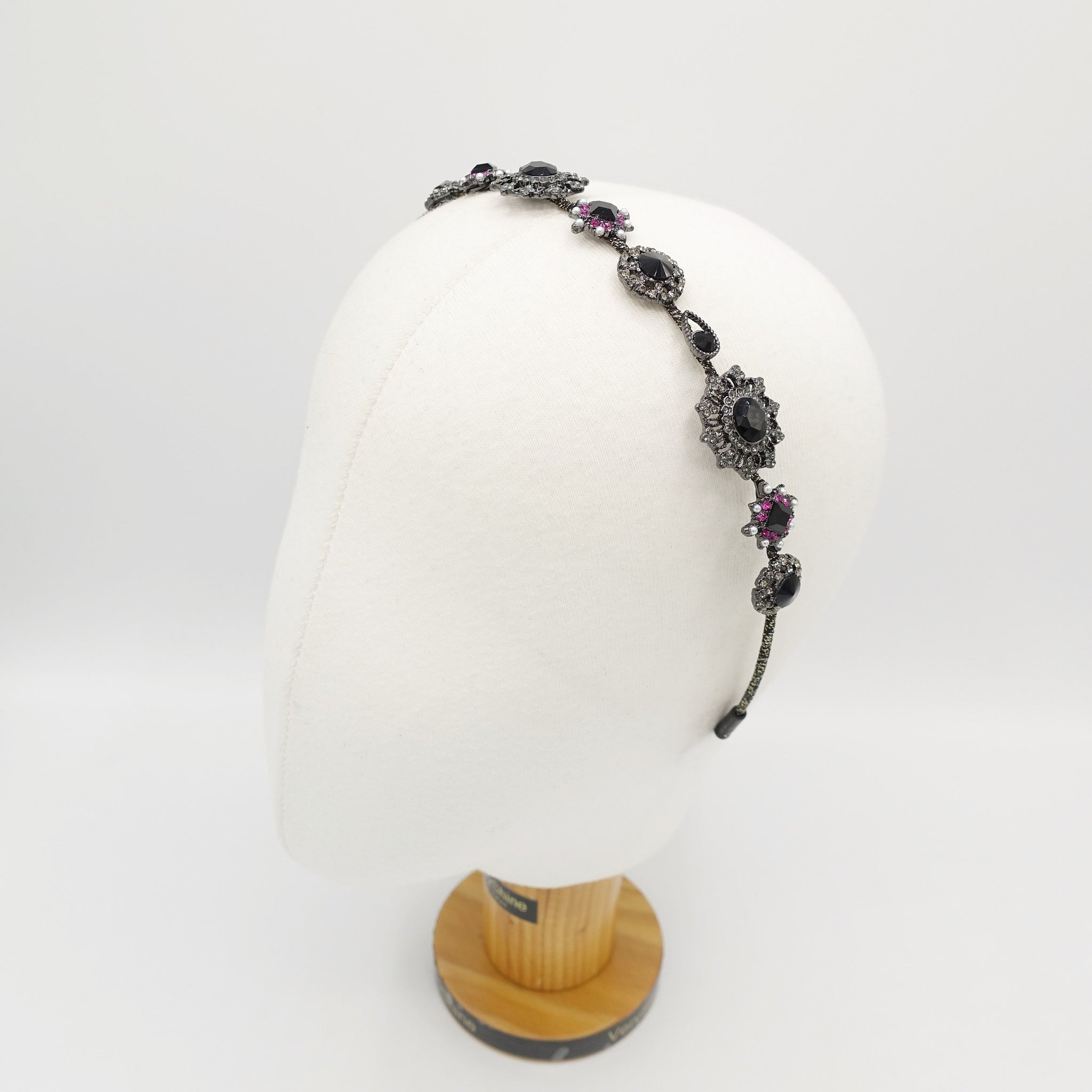 VeryShine Headband baroque pattern rhinestone embellished metal thin headband