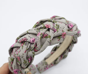 VeryShine Headband Beige floral braided headband dawn flowers cotton floral hairband for women