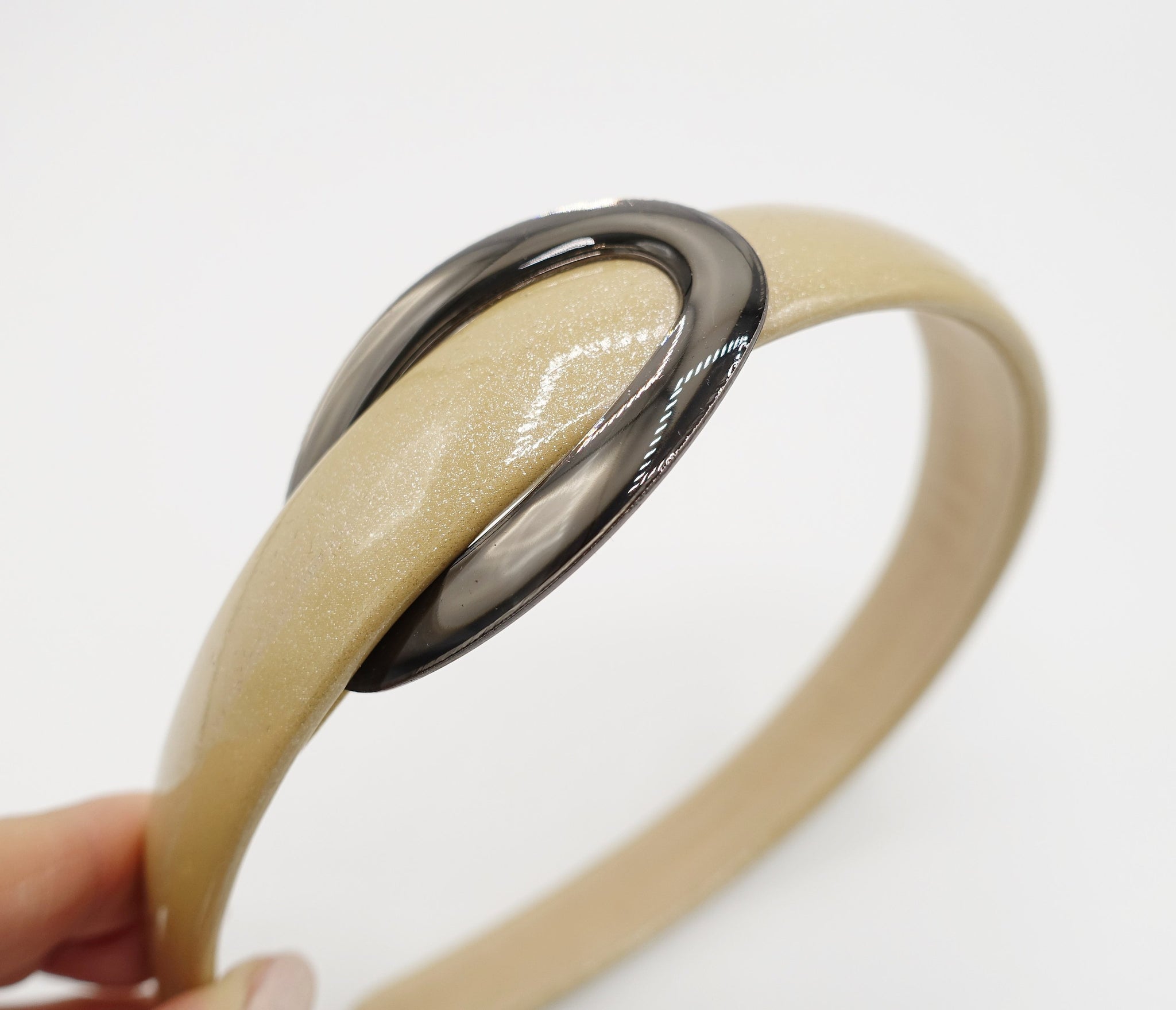 VeryShine Headband Beige gloss coated medium fashion headband
