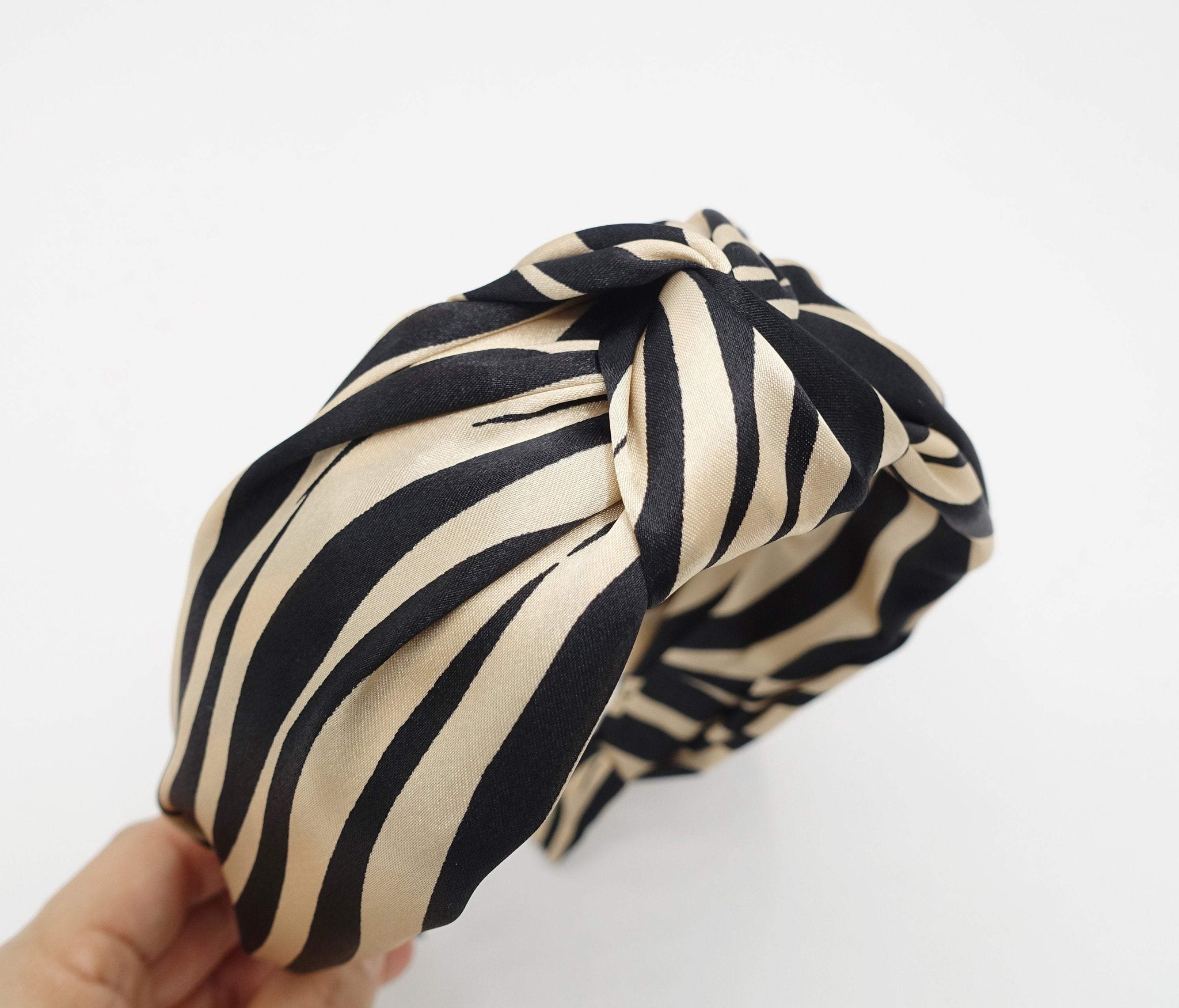 VeryShine Headband Black beige zebra top knot headband animal print hairband for women