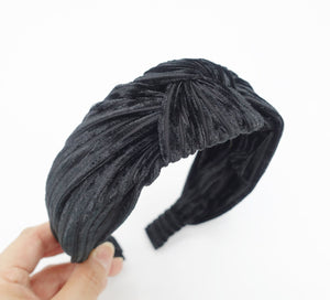VeryShine Headband Black crushed velvet knotted headband one layer simple hairband for women