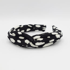 VeryShine Headband Black dalmatian print pleated headband hand sewn cross pattern hairband women hair accessory