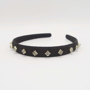 VeryShine Headband Black diamond bling rhinestone embellished suede headband
