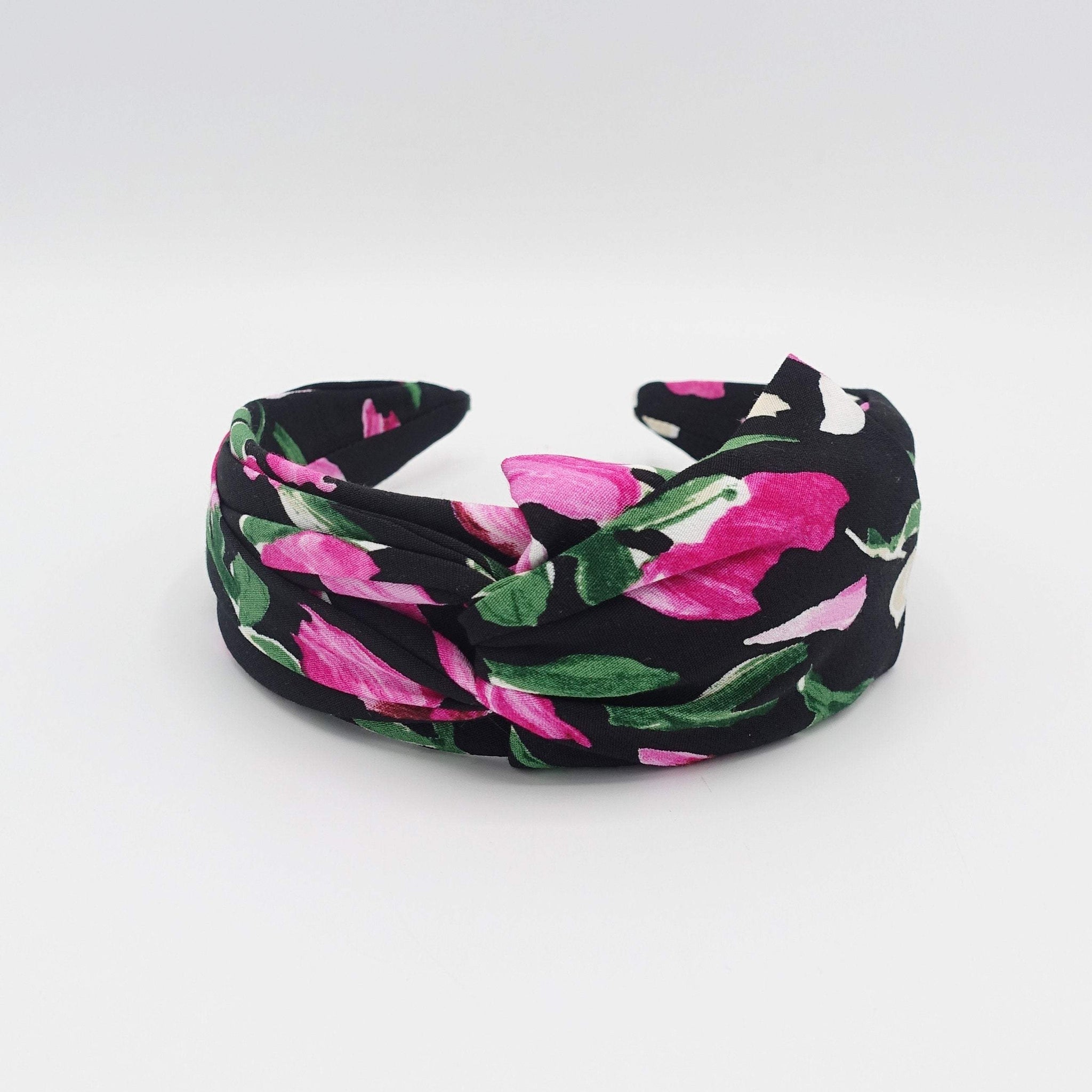 VeryShine Headband Black floral cross headband asymmetric hairband for women
