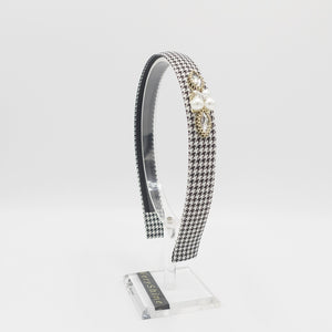 VeryShine Headband Black houndstooth headband jeweled embellished hairband for women