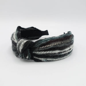 VeryShine Headband Black knit stripe knot headband