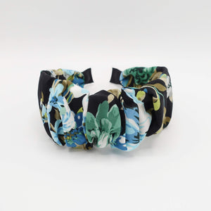VeryShine Headband Black large flower print headband pleated hairband colorful hair accessory for women