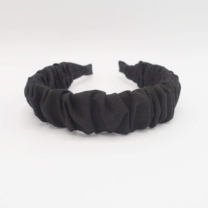 VeryShine Headband Black linen blend headband ruched hairband for women
