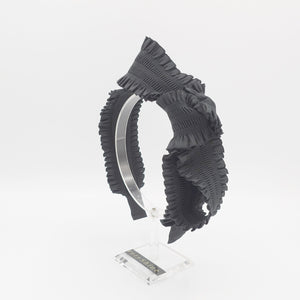 VeryShine Headband Black pleated trim bow knot headband