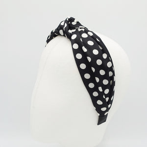 VeryShine Headband Black silky satin top knot headband polka dot hairband women hair accessory