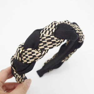 VeryShine Headband Black straw linen mix braided headband