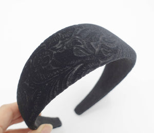 VeryShine Headband Black velvet headband flower patterned hairband for women