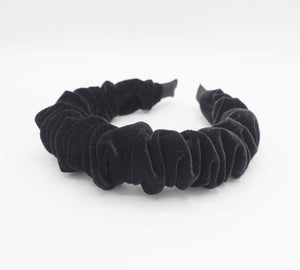 VeryShine Headband Black vevlet ruched headband pleated hairband accessory for women