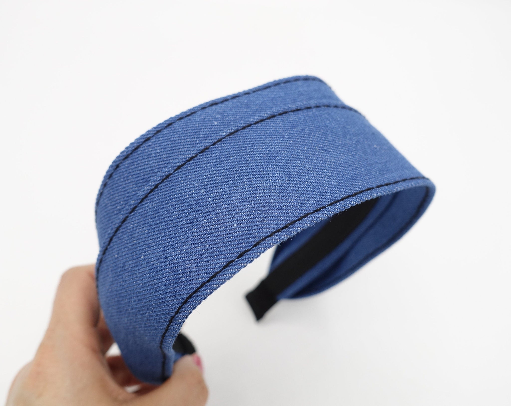 VeryShine Headband Blue denim flat headband stitch hairband casual hair accessory for women