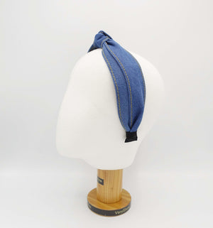 VeryShine Headband Blue stitch denim top knot headband stylish casual hairband for women