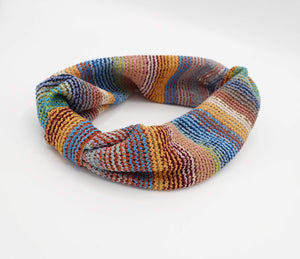 VeryShine Headband Blue stripe knit turban headband
