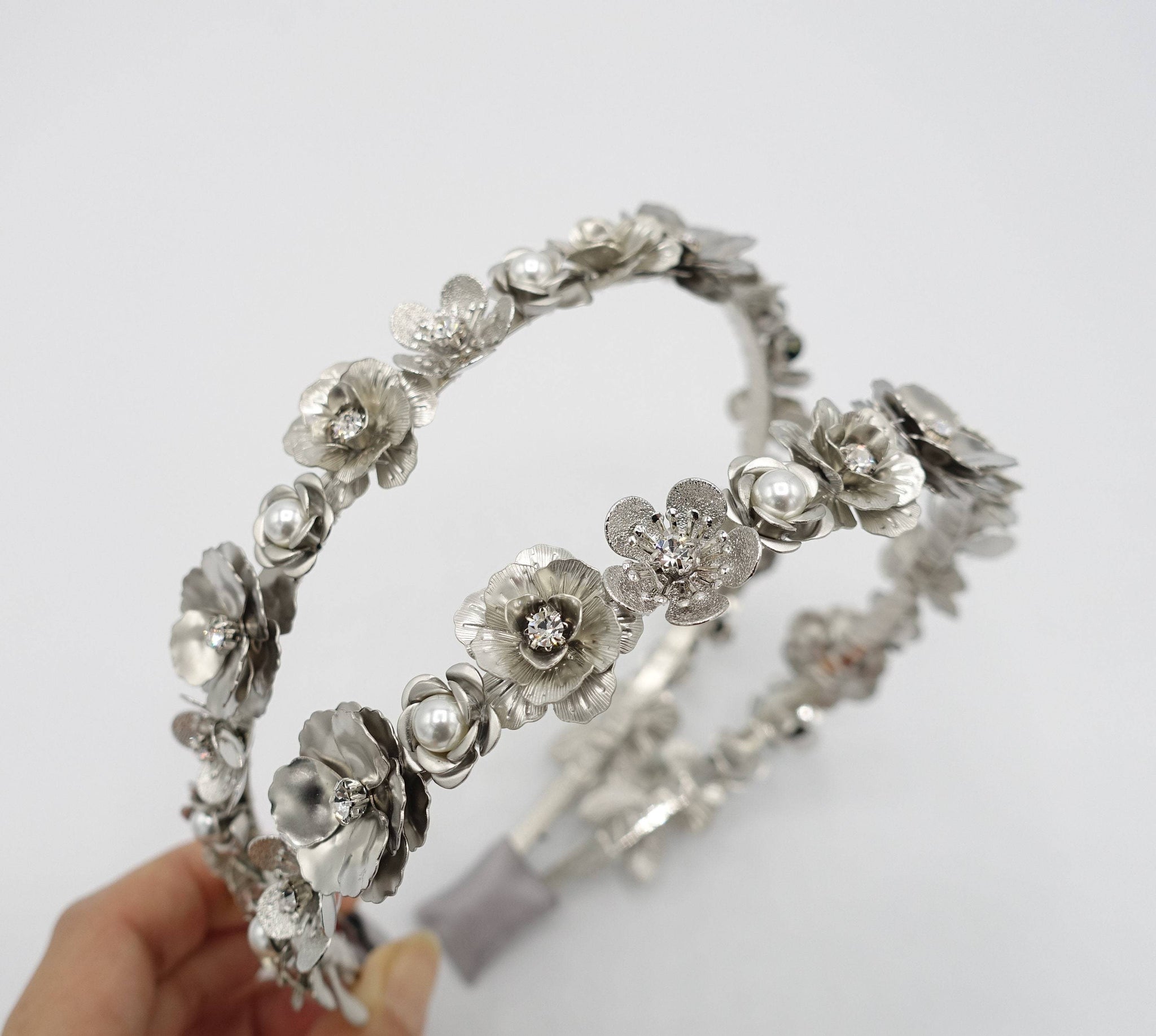 VeryShine Headband bridal headband metal petal pearl embellished hair accessory
