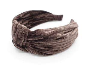 VeryShine Headband Brown crushed velvet knotted headband one layer simple hairband for women