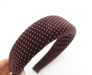 VeryShine Headband Brown dot print cotton velvet headband padded hairband for women