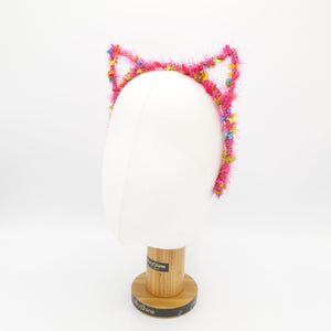 VeryShine Headband cat ear headband frayed edge fabric wrap event headband