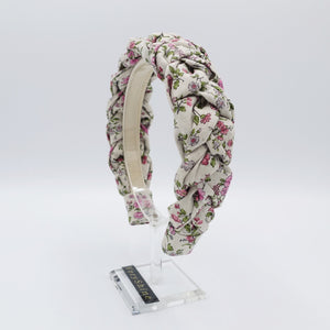 VeryShine Headband Cream white floral braided headband dawn flowers cotton floral hairband for women