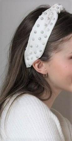 VeryShine Headband Cream white marble pearl ball knot headband luxury woman hairband