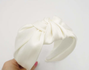 VeryShine Headband Cream white metro chic satin knot headband solid swallow hairband for women