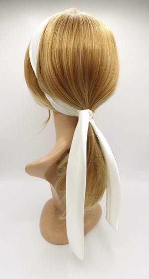 VeryShine Headband Cream white satin tail knot headband multi-style hairband for women